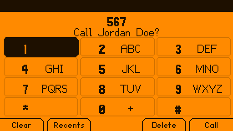 The keypad matching 567 to Jordan Doe